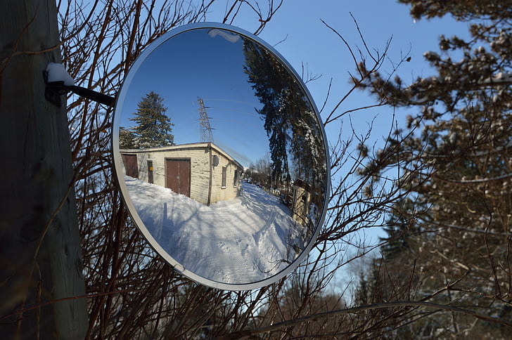 mirror, snow, winter, season, reflection, cold, icy