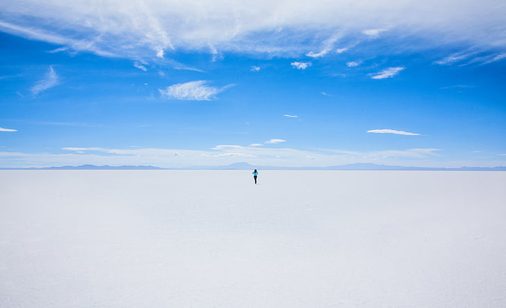 blue sky, clear blue sky, clouds, cold, frozen, horizon, outdoors