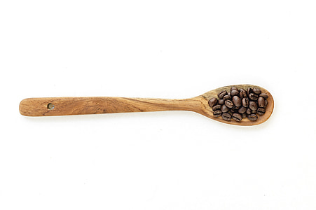 spoon, coffe, wood, drink, brown, black, wooden