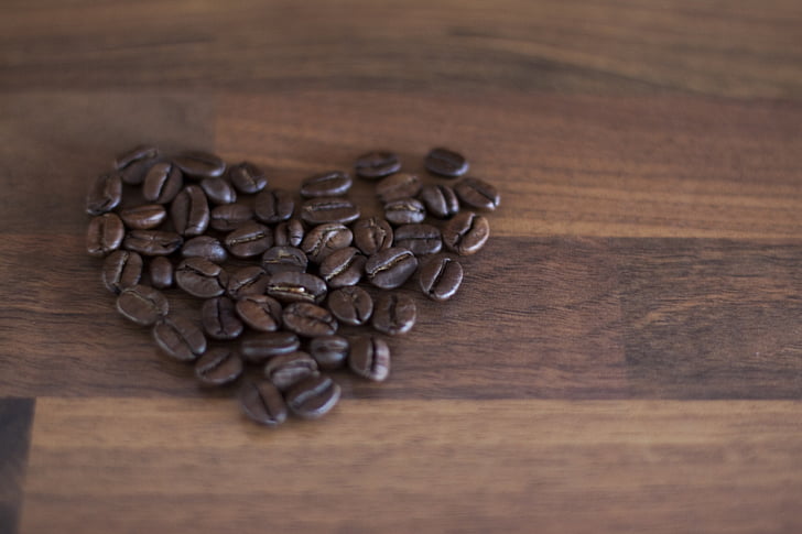 zrna kave, srce, ljubav, kava, udoban, kofein, kafić