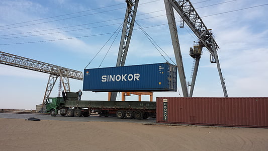Container, Hof, zaminuude, Mongolei, 50 Tonnen, Kapazität, Kran