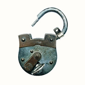 cadeado, segurança, metal, chave, cortar, enferrujada, ferramenta de trabalho