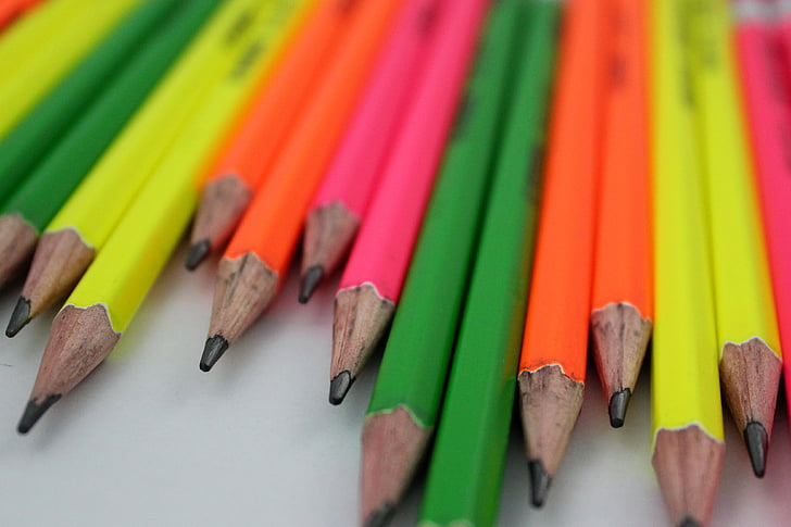 llapis, llapis, color, color, neó, saturat, múltiples colors