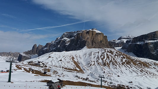 Italien, Sella ronda, Dolomiterna, snö, Mountain, Europeiska Alperna, vinter