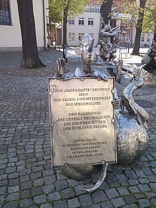 escultura, fuente, Spreewald