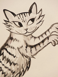 cat, claw, drawing, image, painting, animal, graffiti