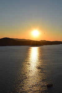 mar, pôr do sol, paisagem, natureza, Crepúsculo, Mar Egeu, Grécia