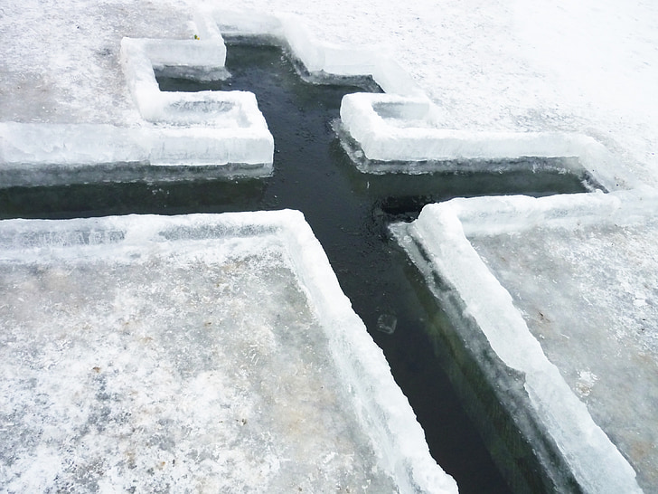 batismo, Jordânia, buraco no gelo