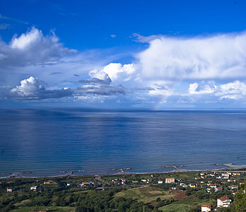 tenger, Calabria, Paola, felhők, Tirrén-tenger, Sky, természet