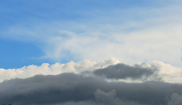 nuages, Banque, blanc, gris, linéaire, Sky, bleu