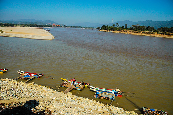 Mekongo upė, upės, Auksinis trikampis, Tailandas, Azija