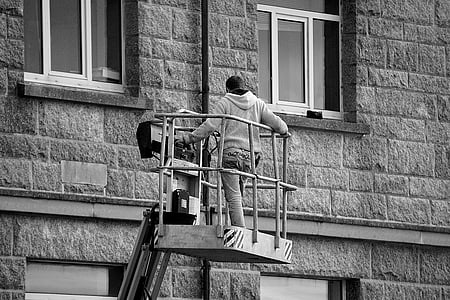 nacelle, work, worker, character, house facade, urban, city