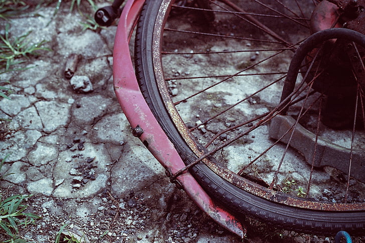 bike, bicycle, broken, road, abandon, junk