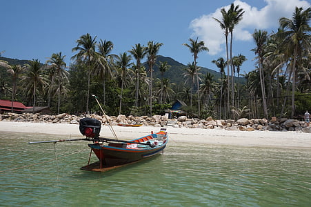 Thailand, stranden, båt, havet, sommar, resor, Sand