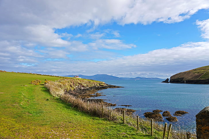 Dingle, Irsko, oceán, krajina, pobřeží, slunečný den, Příroda