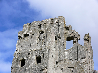 ruiny, Corfe, Corfe castle, hrad, kámen, věž, hradní věž