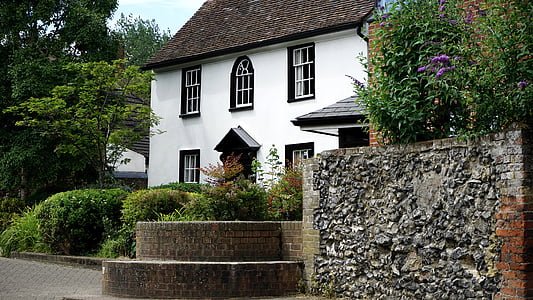 Cottage, wit, huis, Home, het platform, traditionele, residentiële