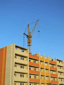 construction, crane hoisting, jib crane, multi-storey building, building, house, home construction