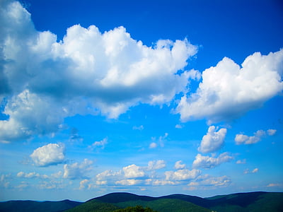 góry, niebo, chmury, niebieski, biały, Blue ridge, zakres