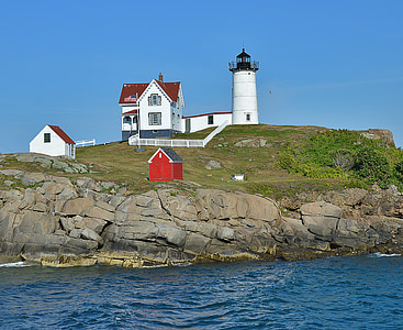Lighthouse, kusten, USA, Rock