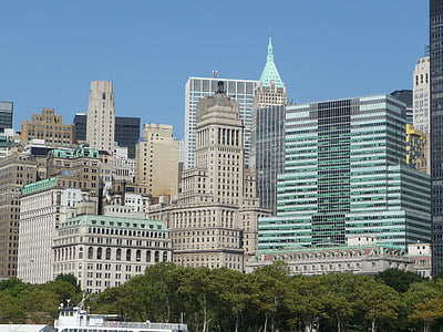 New york, Panorama, město, Architektura, Panoráma města, budova, městský