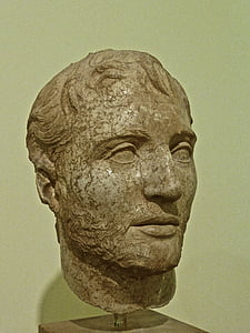 sculpture, tête, statue de, romain, Olympia, marbre, antique