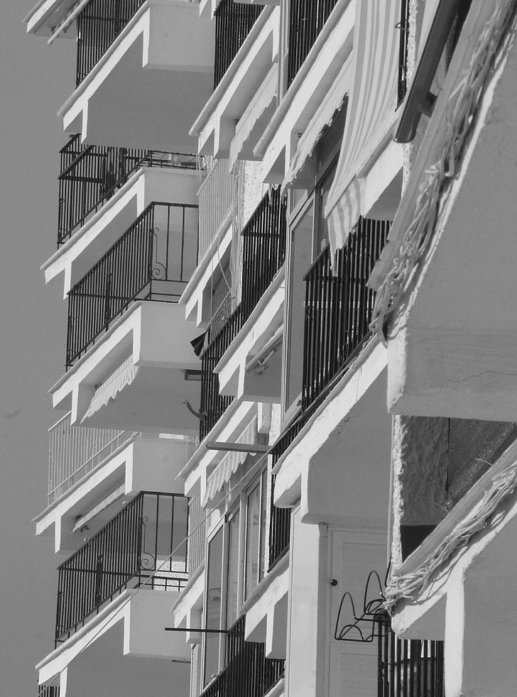 balkóny, budovy, domy, okno, moderná budova, mesto, Ulica