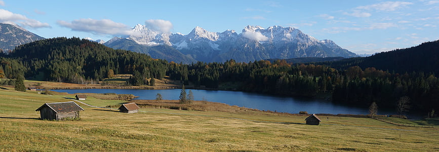 Lago, montañas, Garmisch, panorama, montaña, naturaleza, paisaje