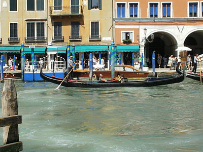 Venecia, Italia, góndola, canal, agua, reflexiones, arquitectura