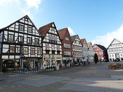 Rinteln, vanha kaupunki, Pohjoisen Nordrhein-Westfalenissa, historiallisesti, ristikon, rakennus, Fachwerkhaus