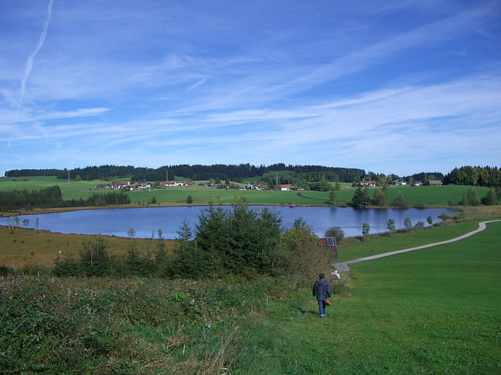 attlesee, Moor, łąka, błękitne niebo, Nesselwang, Allgäu
