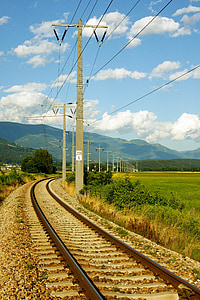 железопътни релси, влак, железопътните, железопътния трафик, железопътен транспорт, железопътни релси, контактната мрежа