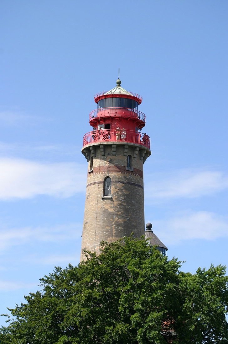 Otok Rügen, Otok, Baltičko more, svjetionik, plavo nebo, oblaci
