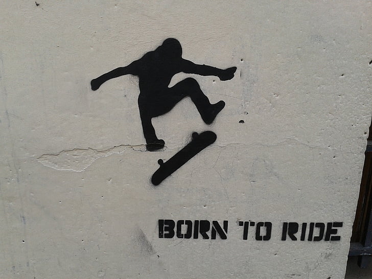 Graffiti, Paris, Skateboard, Urban, Frankreich, Grunge
