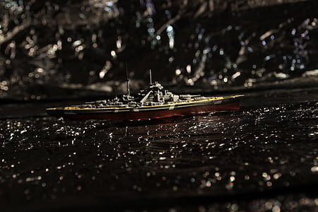 modelo de nave, agua, buque de guerra