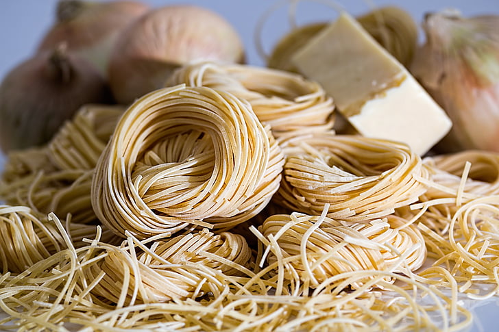 makaronu izstrādājumi, spageti, nūdeles, makaronu ligzdas, Durham kviešu, Itāliešu, pārtika