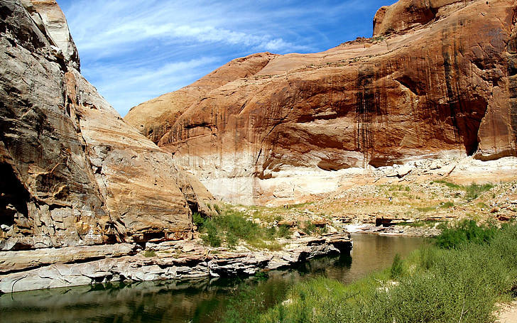 canó, Llac powell, sorra pedra, colors, Utah, EUA, roques
