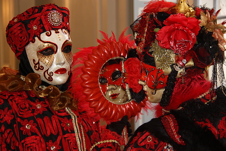 karneval, venetianske, Remiremont, masker, kostumer