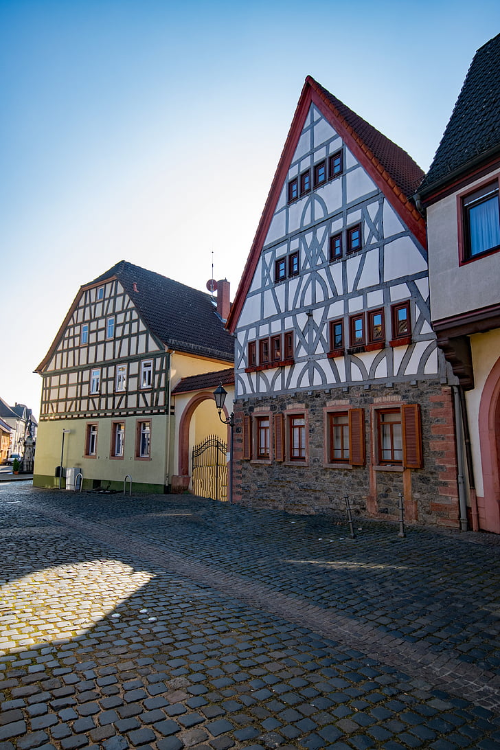 Hanau, Steinheim, Hesse, Nemecko, staré mesto, krovu, fachwerkhaus