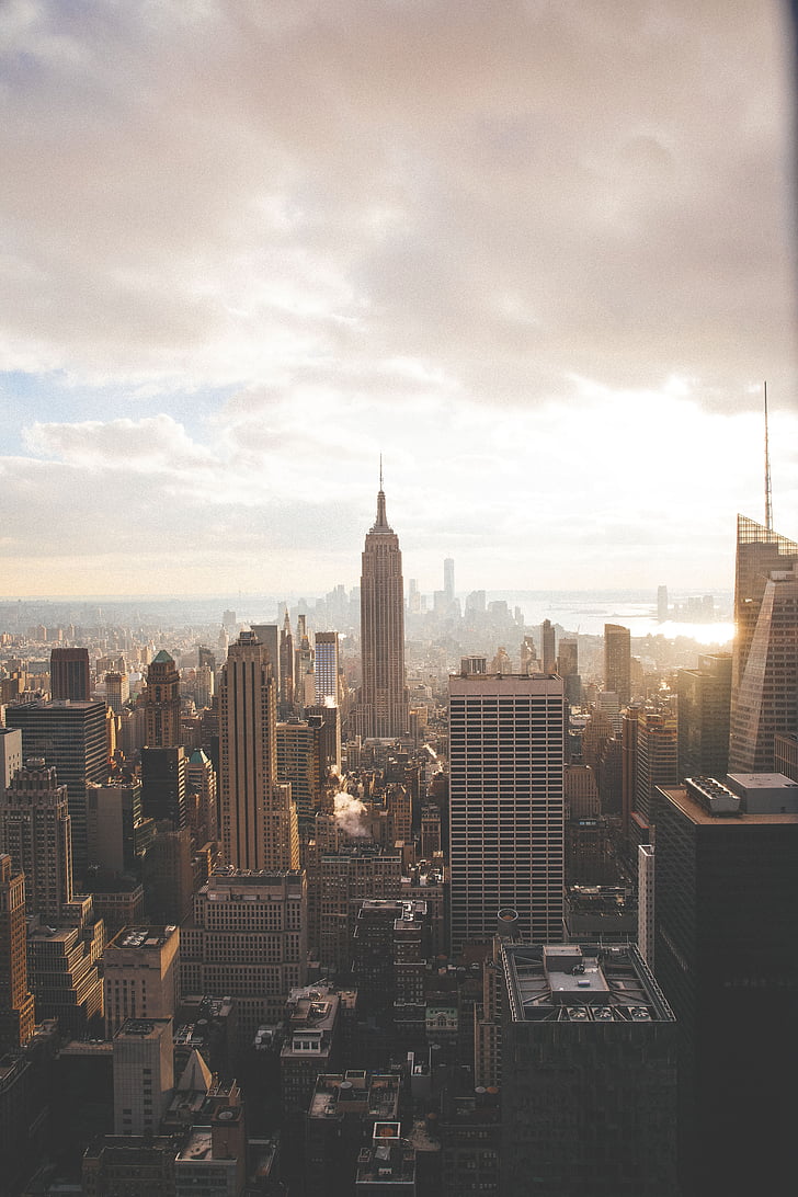 Niujorkas, Manhattan, pastatų, dangoraižių, Miestas, miesto, Panorama