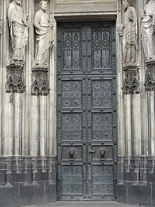 dörr, konst, barock, gamla, uttrycksfulla, konceptet, dörr av metall