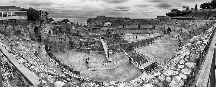amfitheater, Tarragona, Catalonië, Spanje, Romeinse rijk, het platform, ruïnes