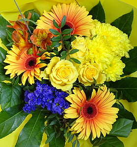 flowers, bouquet, spring bouquet, nature, flower, yellow, plant