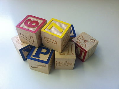 blocs de construcció, joguines, jugar, cubs, daus, fusta, moneda