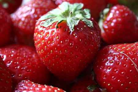 jordgubbe, frukt, röd, Söt, sommar, vitaminer, äta