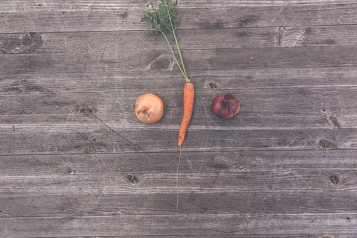 orange, carrot, two, onions, crops, farm, field