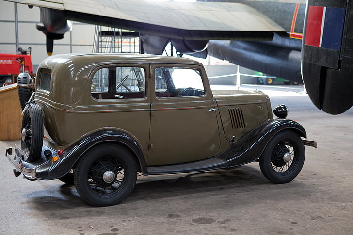 classic car, ford, car, automotive, east kirkby raf museum, uk, automobile
