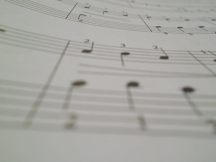 música, notas, papel, musical, som, melodia, agudos