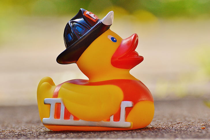 rubber duck, bath duck, fire, quietscheente, funny summer, cute, sweet
