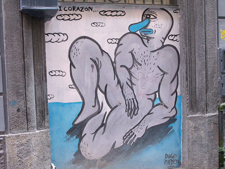 Neapol, sztuka ulicy, malowidła ścienne, Oak street, historyczne centrum